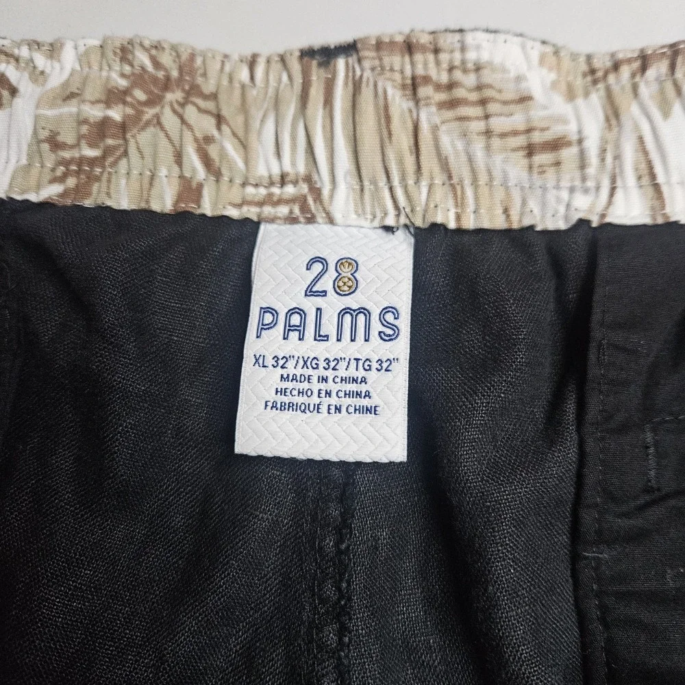 28 Palms Mens Black Linen Pants XL 39x30 Elastic Waist Drawstring‎ Beach Resort